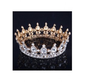 Headbands Vintage Wedding Crystal Rhinestone Crown Bridal Queen King Tiara Crowns-Sea blue - Sea blue - CZ18WR99GS0 $49.84