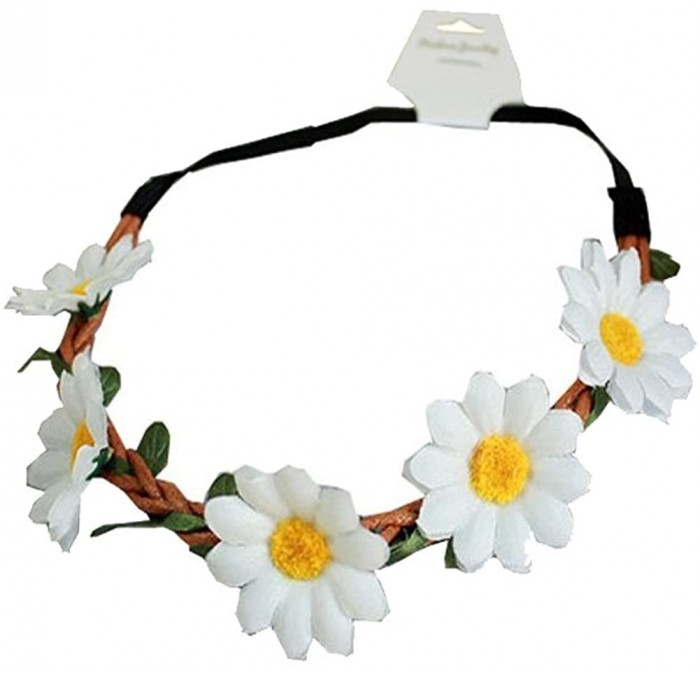 Headbands Women Bohemian White Daisy Flower Elastic Headband Headpieces - 1 White - C518ACULG37 $10.93