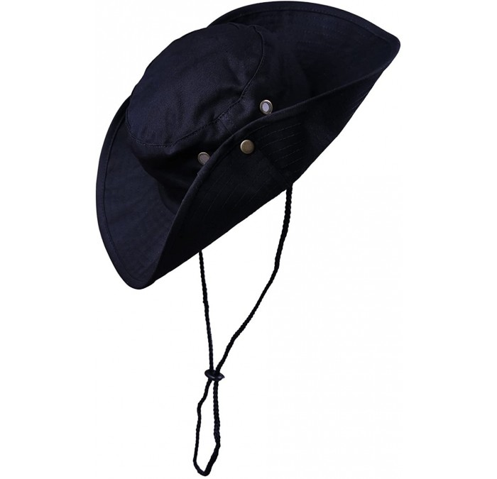Sun Hats Bucket Hat Wide Brim Boonie Outdoor Sun Hats - Black - C4184WY9Q9R $20.14
