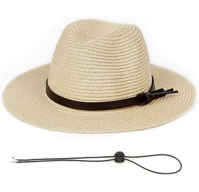 Sun Hats Womens Panama Straw Hat Ladies Wide Brim Foldable Roll up Fedora Beach Sun hat UPF 50+ - B-beige - CK18O6U2DLE $23.31