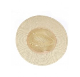 Sun Hats Womens Panama Straw Hat Ladies Wide Brim Foldable Roll up Fedora Beach Sun hat UPF 50+ - B-beige - CK18O6U2DLE $11.34