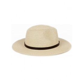 Sun Hats Womens Panama Straw Hat Ladies Wide Brim Foldable Roll up Fedora Beach Sun hat UPF 50+ - B-beige - CK18O6U2DLE $11.34