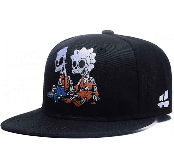 Baseball Caps Skull Skeleton Baseball Cap- Men Solid Flat Bill Adjustable Snapback Hats Unisex - Cute - C31832CKGLZ $34.80