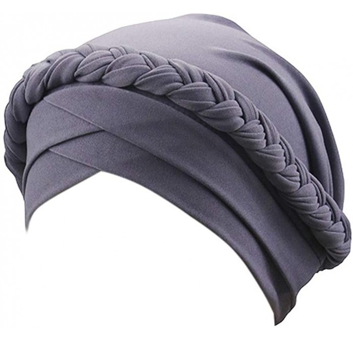 Skullies & Beanies Women's Twisted Braid Silky Turban Hats Cancer Chemo Skull Beanies Headwear Head Wrap Hair Loss Cover - Gr...