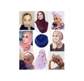 Headbands Chiffon Long Scarf- Fashion Jersey Hijab Solid Plain Muslim Turban Head Wrap Shawls Purple - C4199764QMZ $22.17