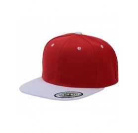 Baseball Caps Blank Adjustable Flat Bill Plain Snapback Hats Caps - Red/White - C4126EB3CFF $7.43