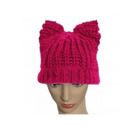 Bucket Hats Knitted Pussycat Ears Beanie International Women's Day Parade Hat Cap - Rose - CR189L5N4L9 $10.86