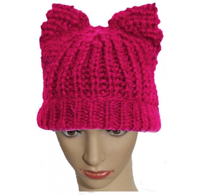 Bucket Hats Knitted Pussycat Ears Beanie International Women's Day Parade Hat Cap - Rose - CR189L5N4L9 $20.92