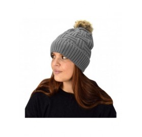 Skullies & Beanies Oversize Cute Beanie Hat Cap Warm Hand Knit Pom Pom Double Layer Thick Winter Ski Snowboard Hat - Grey 10 ...