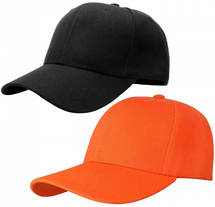 Baseball Caps Baseball Dad Cap Adjustable Size Perfect for Running Workouts and Outdoor Activities - 2pcs Black & Orange - CI...