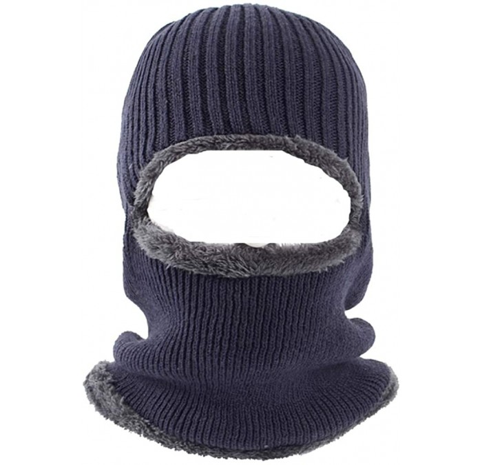 Balaclavas Balaclava Ski Mask- Fleece-Hood - Winter Beanie Hat Windproof Face Mask for Men Women - Navy Blue - C518IQ3982D $1...