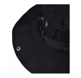 Sun Hats Bucket Hat Boonie Hunting Fishing Outdoor Wide Cap Brim Military Unisex - Black - CL18R5K94XW $6.93