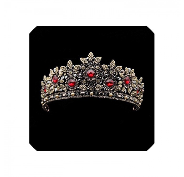 Headbands Vintage Jewelry Crystal Headband Wedding - large crown - C818WK52Z49 $74.00