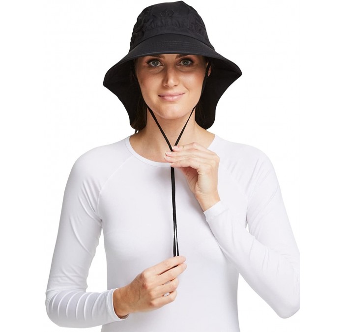 Sun Hats UPF 50+ Protective Adventure Sun Hat - Universal Fit - Black - C918E9HRAT5 $76.97