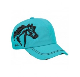 Cowboy Hats Horse Head Raised Embroidery Hat Turquoise - C41294ZTJR3 $17.68