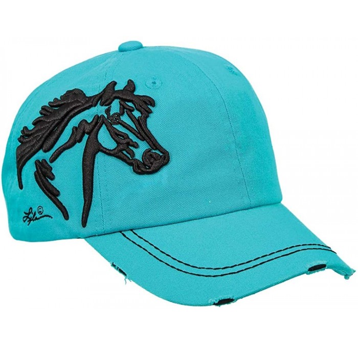 Cowboy Hats Horse Head Raised Embroidery Hat Turquoise - C41294ZTJR3 $17.68