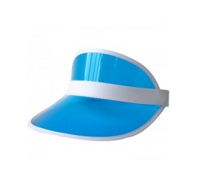 Sun Hats Clear Red Plastic Bigs Novelties Tennis Beach Colored Dealer's Visor Party Accessory Sun Hat (Blue) - CD18H3CKOIS $9.42