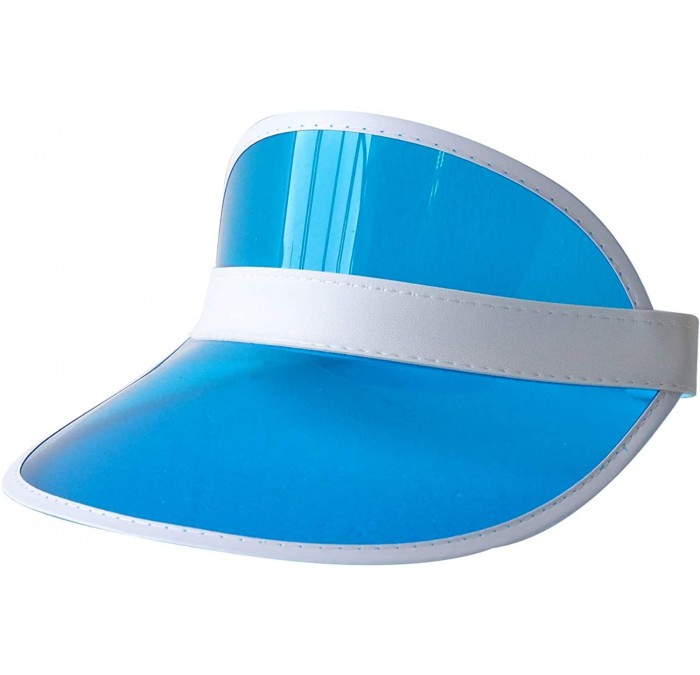 Sun Hats Clear Red Plastic Bigs Novelties Tennis Beach Colored Dealer's Visor Party Accessory Sun Hat (Blue) - CD18H3CKOIS $1...