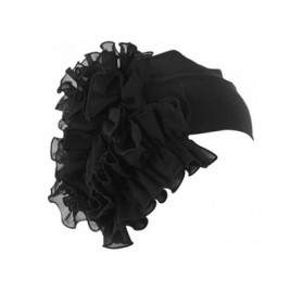 Bomber Hats Womens Wrap Cap Flower Chemo Hat Beanie Scarf Turban Headband - Black - CM18INXLN5Z $8.18