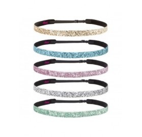 Headbands Girl's Adjustable NO Slip Bling Glitter Skinny Headband Gift Packs - Seafoam/Silver/L. Pink/L. Blue/Gold 5pk - CG12...
