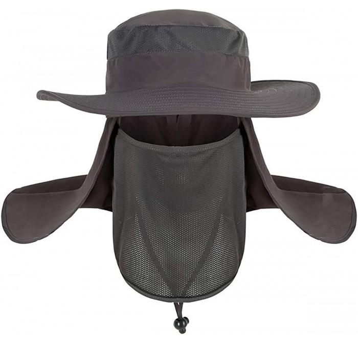 Sun Hats Unisex UPF 50+ Protection Safari Sun Hat Wide Brim Bucket Cap Packable Hiking Fishing Boonie Hat - Gray - CV18RM5K8C...