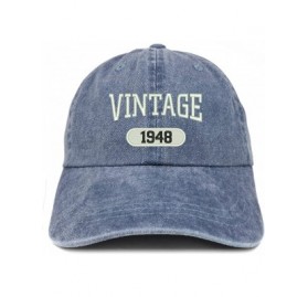 Baseball Caps Vintage 1948 Embroidered 72nd Birthday Soft Crown Washed Cotton Cap - Navy - CF12JO1IGDP $32.68