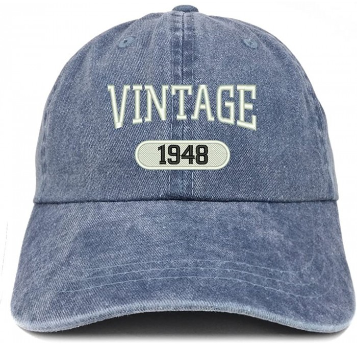 Baseball Caps Vintage 1948 Embroidered 72nd Birthday Soft Crown Washed Cotton Cap - Navy - CF12JO1IGDP $32.68