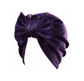Skullies & Beanies Womens Removable Bowknot Hijab Turban Dual Purpose Cap - Purple - CI18250YH7M $7.88