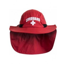 Baseball Caps Lifeguard Hat w/Neck Cape - UV Sun Protection 45+ Bucket Hat Uniform Men Women - Red - CV18L5RK4EY $32.40
