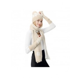 Skullies & Beanies Women Scarf & Glove Set- Knitted Snowflake Detail & Matching Beanie Cap - Beige - C2188N9CK06 $23.74