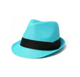 Fedoras Tweed Classic Cuban Style Fedora Fashion Cap Hat- Sky Blue - CO119T6UXFF $13.65