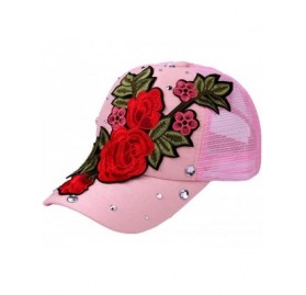 Bucket Hats Women Men Adjustable Letter Flower with Lace Rhinestone Denim Baseball Mesh Cap Hat - P - CZ18R7UEK9I $16.70
