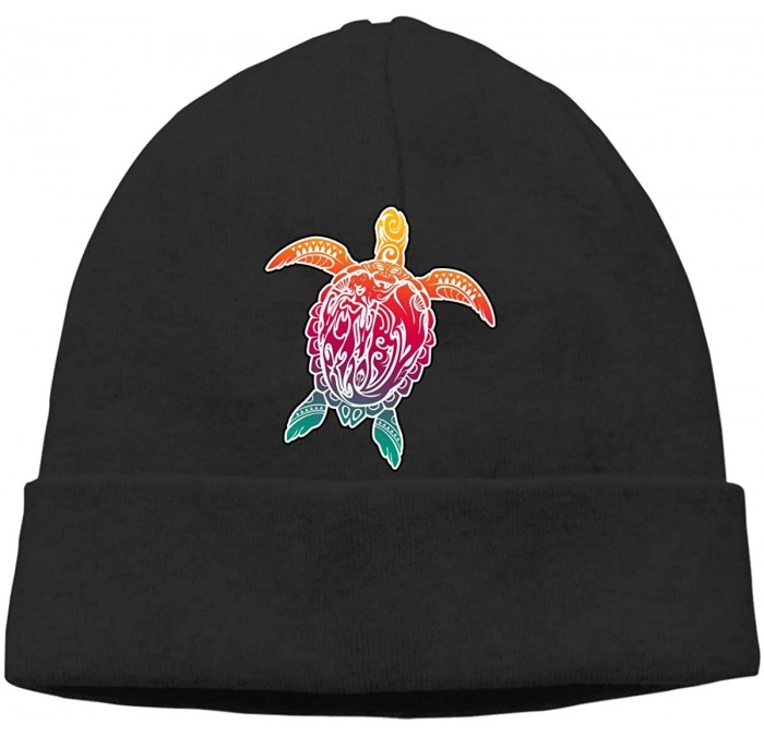 Skullies & Beanies Hawaiian Honu Turtle Beanie Hat Cute Toboggan Hat Winter Hats Knit Hat Beanies for Men and Women - Black -...