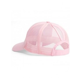 Baseball Caps Solid Ponytail Hat Baseball Cap Cotton Mesh High Bun Pony Cap Women - Pink - CK18R7XIW9R $11.52