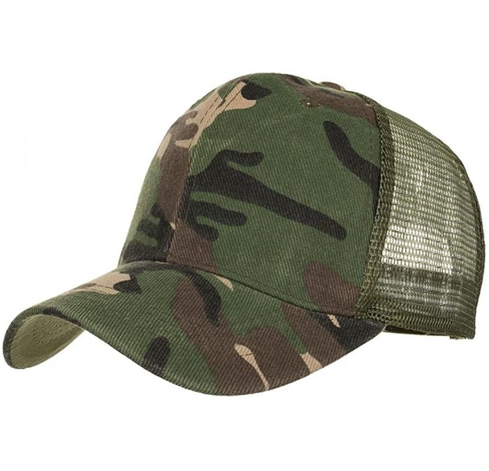 Baseball Caps Baseball Caps- Camouflage Low Profile Mesh Trucker Hats for Men Women - Army Green - CF18G9A7W6G $21.27