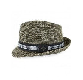 Fedoras Belfry Men Women Summer Straw Trilby Fedora Hat in Blue Tan Black - Black - C618CT2L87M $31.84