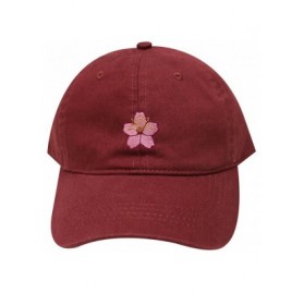 Baseball Caps Cherry Blossom Cotton Baseball Cap - Burgundy - C4182E5A8AY $11.47