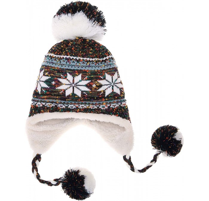 Skullies & Beanies Women Girl Winter Hats Knit Soft Warm Earflap Hood Cozy Large Snowflake Beanie - Mixed Color - CT186HHWI6Y...