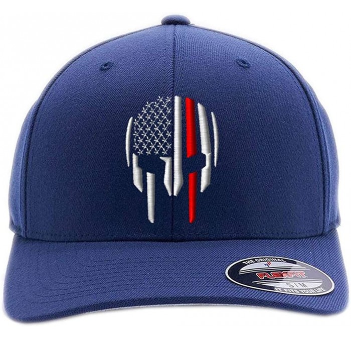 Baseball Caps Thin RED LINE - Thin Blue LINE Spartan Helmet Cap. Embroidered. 6477- 6277 Wooly Combed Twill Flexfit - Navy - ...
