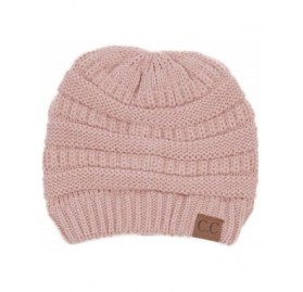 Skullies & Beanies Trendy Warm Chunky Soft Stretch Cable Knit Beanie Skull Cap Hat - Indi Pink - CB185R4O59U $8.05