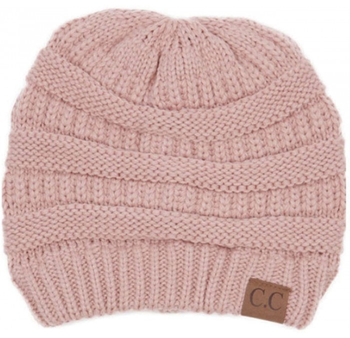 Skullies & Beanies Trendy Warm Chunky Soft Stretch Cable Knit Beanie Skull Cap Hat - Indi Pink - CB185R4O59U $22.59