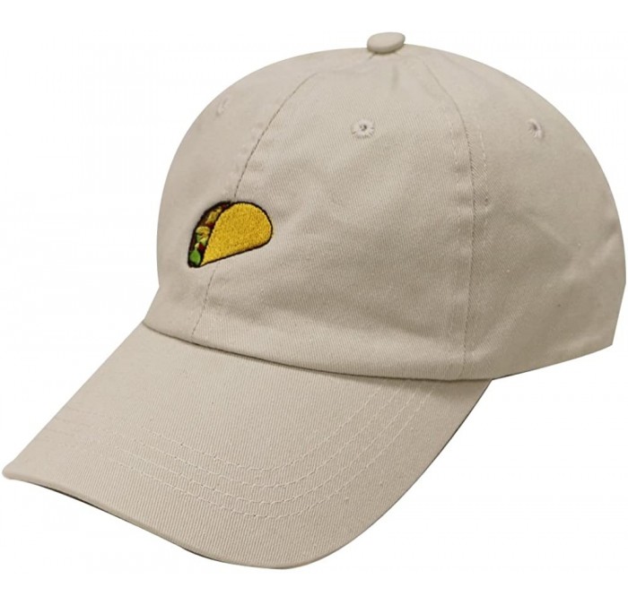 Baseball Caps Taco Emoji Cotton Baseball Cap Dad Hats - Putty - CU12JQZ94J9 $25.52