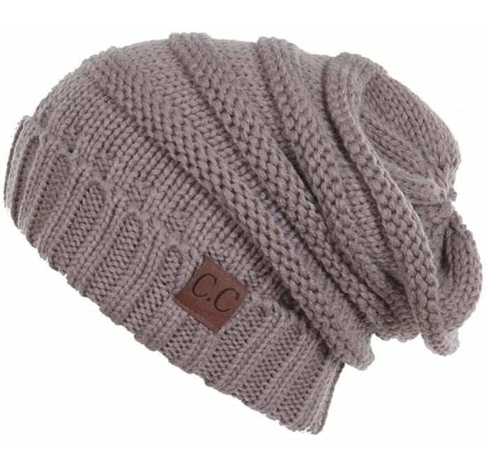 Skullies & Beanies Trendy Warm Oversized Chunky Soft Cable Knit Slouchy - Taupe - CC1270MU8SB $23.54