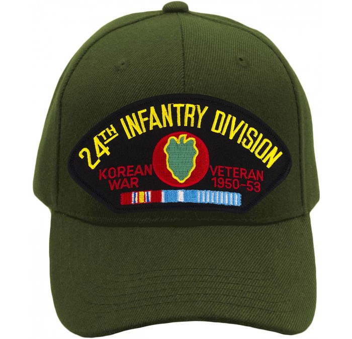 Baseball Caps 24th Infantry Division - Korea Hat/Ballcap Adjustable One Size Fits Most - Olive Green - C418OOWK8OC $43.32