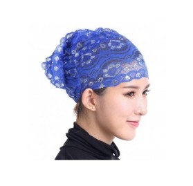 Skullies & Beanies Translucent Lightweight Bonnet Women Muslim Stretch - Blue - CY18KIN9802 $6.02
