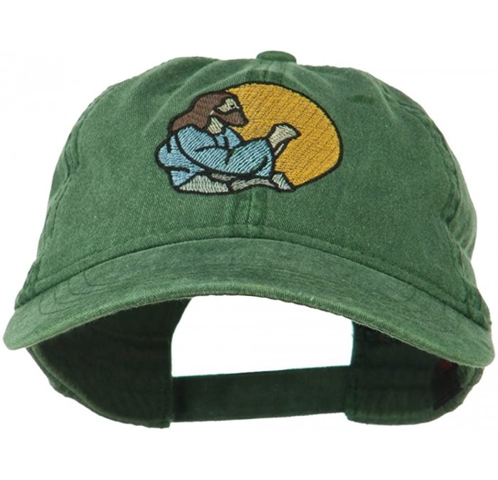 Baseball Caps Jesus Praying Embroidered Washed Cap - Dark Green - CK11MJ406RJ $43.33