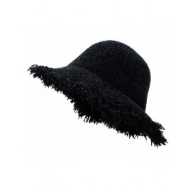 Sun Hats Womens Wide Brim Bucket Boonie Sun Hat with Fringe - Black - CL18ICNGIG9 $11.10