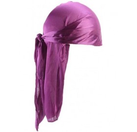 Skullies & Beanies Hip-hop Tone Men Silky Durag Cap Headwrap Long Tail 360 Waves Du-rag Hat - Purple - CD18LUYRDZ3 $10.39