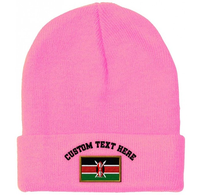Skullies & Beanies Custom Beanie for Men & Women Kenya Embroidery Acrylic Skull Cap Hat - Soft Pink - CD18H5LKM0X $14.56