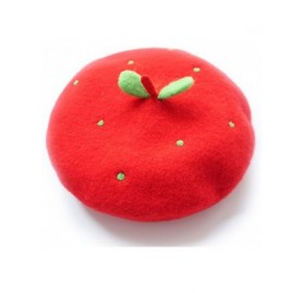 Berets Lady French Beret- Beanie Hat- Beanie Cap- Soft Wool- Handmade - Red - Green Sprouts M(52-55cm) - CE187QOYXHS $22.58